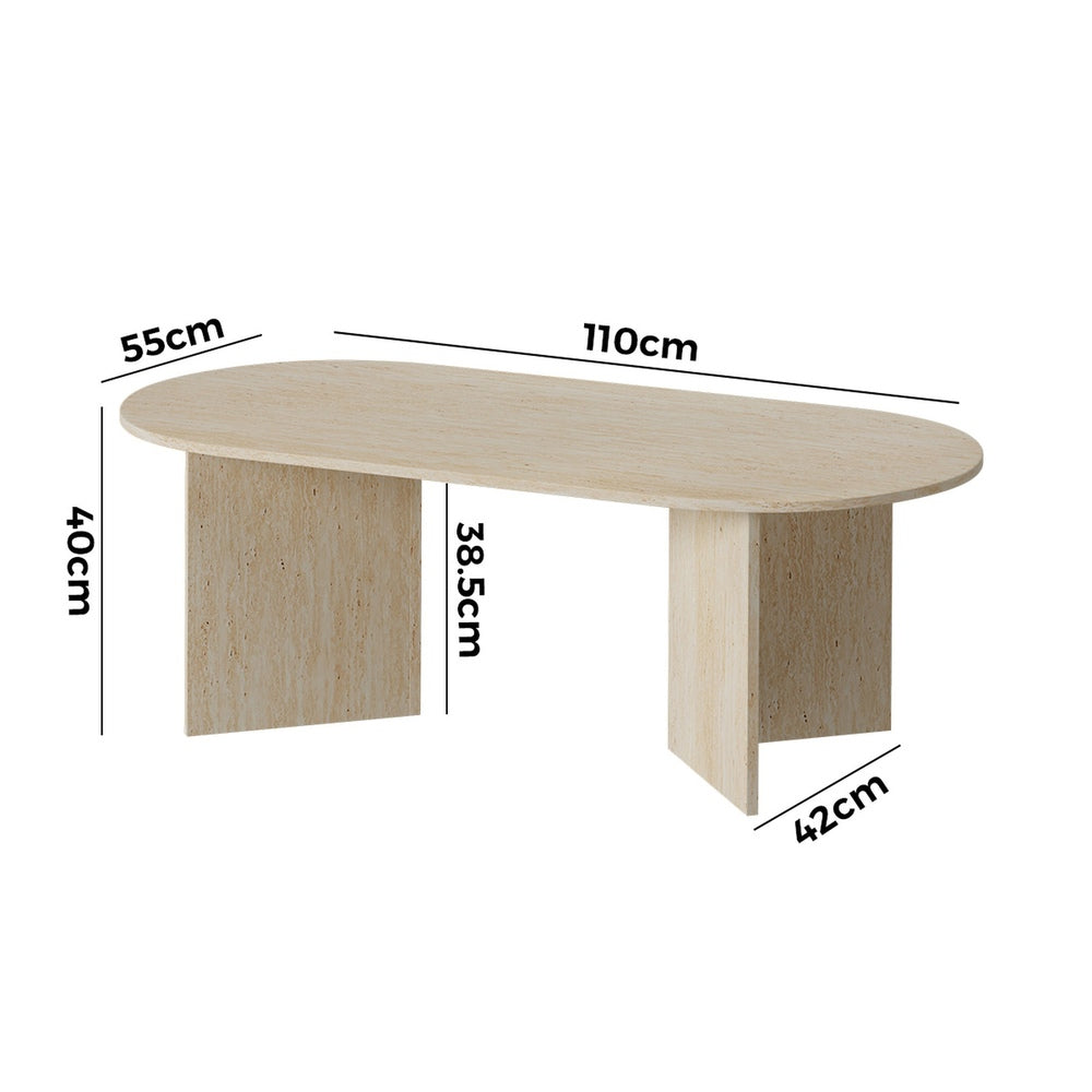 Oval Coffee Table Timber Beige 110cm | Simpledeals
