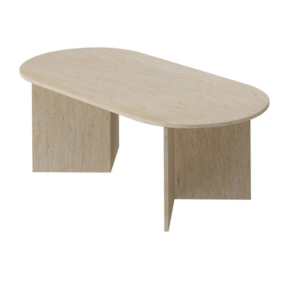 Oval Coffee Table Timber Beige 110cm | Simpledeals