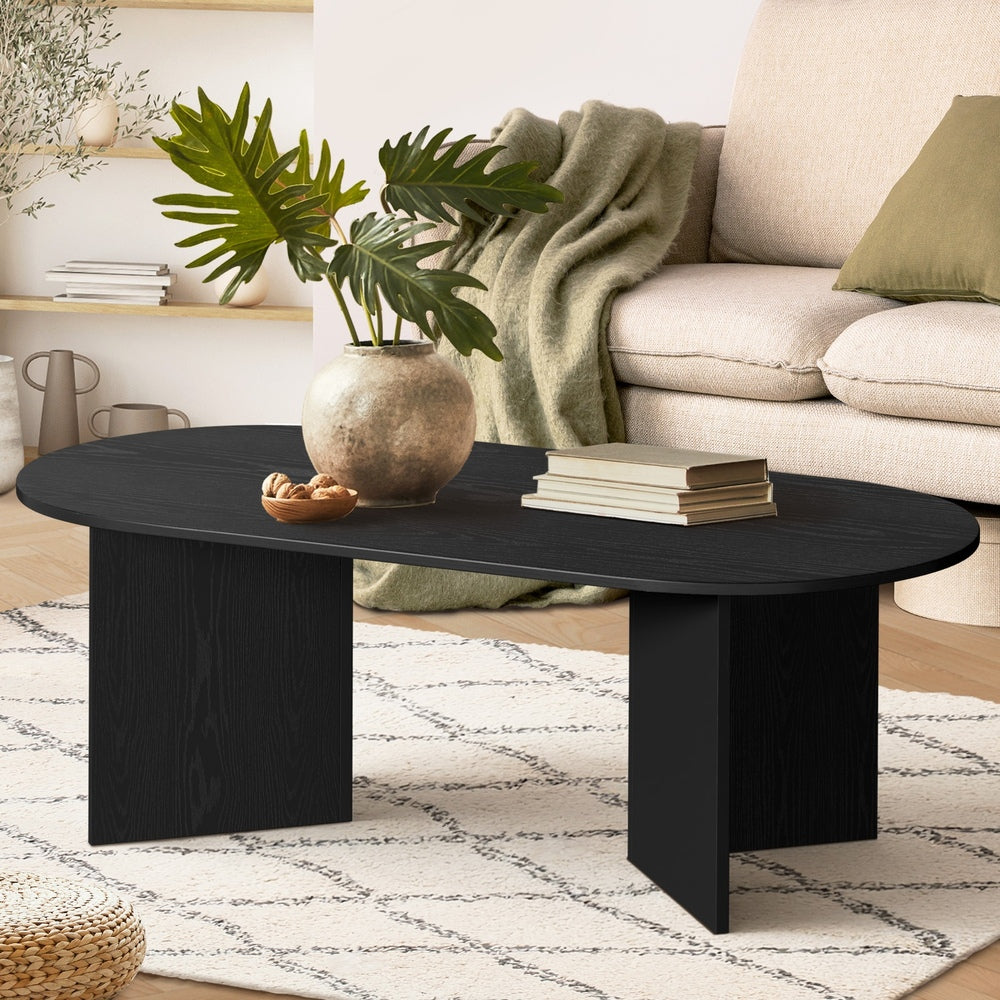Oval Coffee Table Black Timber V-Legs | Simpledeals