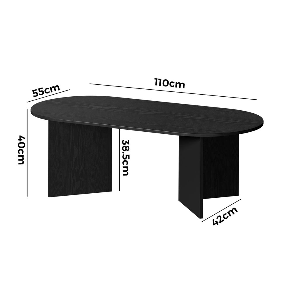 Oval Coffee Table Black Timber V-Legs | Simpledeals