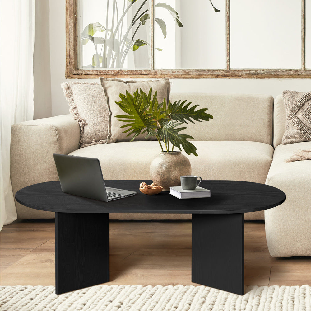 Oval Coffee Table Black Timber V-Legs | Simpledeals