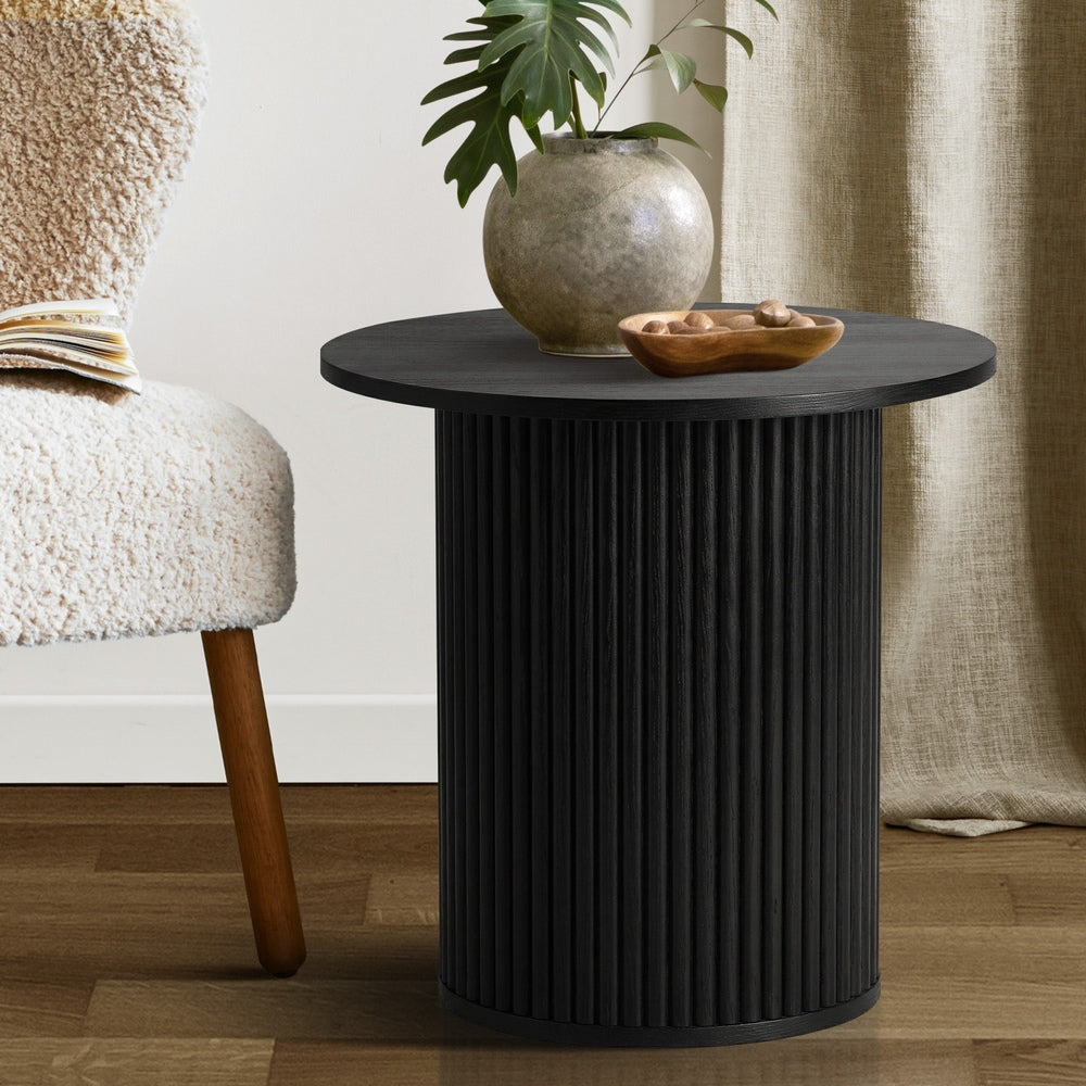 Round Black Wood Coffee Side Table | Simpledeals