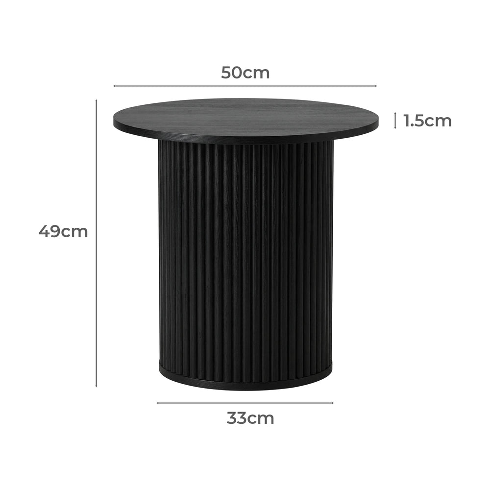 Round Black Wood Coffee Side Table | Simpledeals