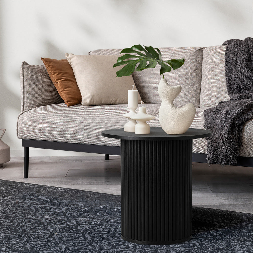 Round Black Wood Coffee Side Table | Simpledeals
