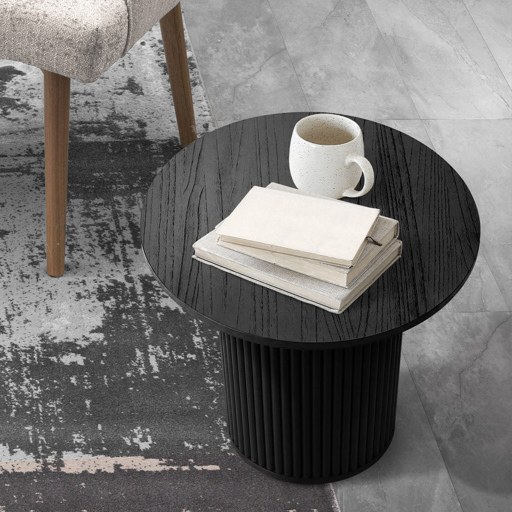 Round Black Wood Coffee Side Table | Simpledeals