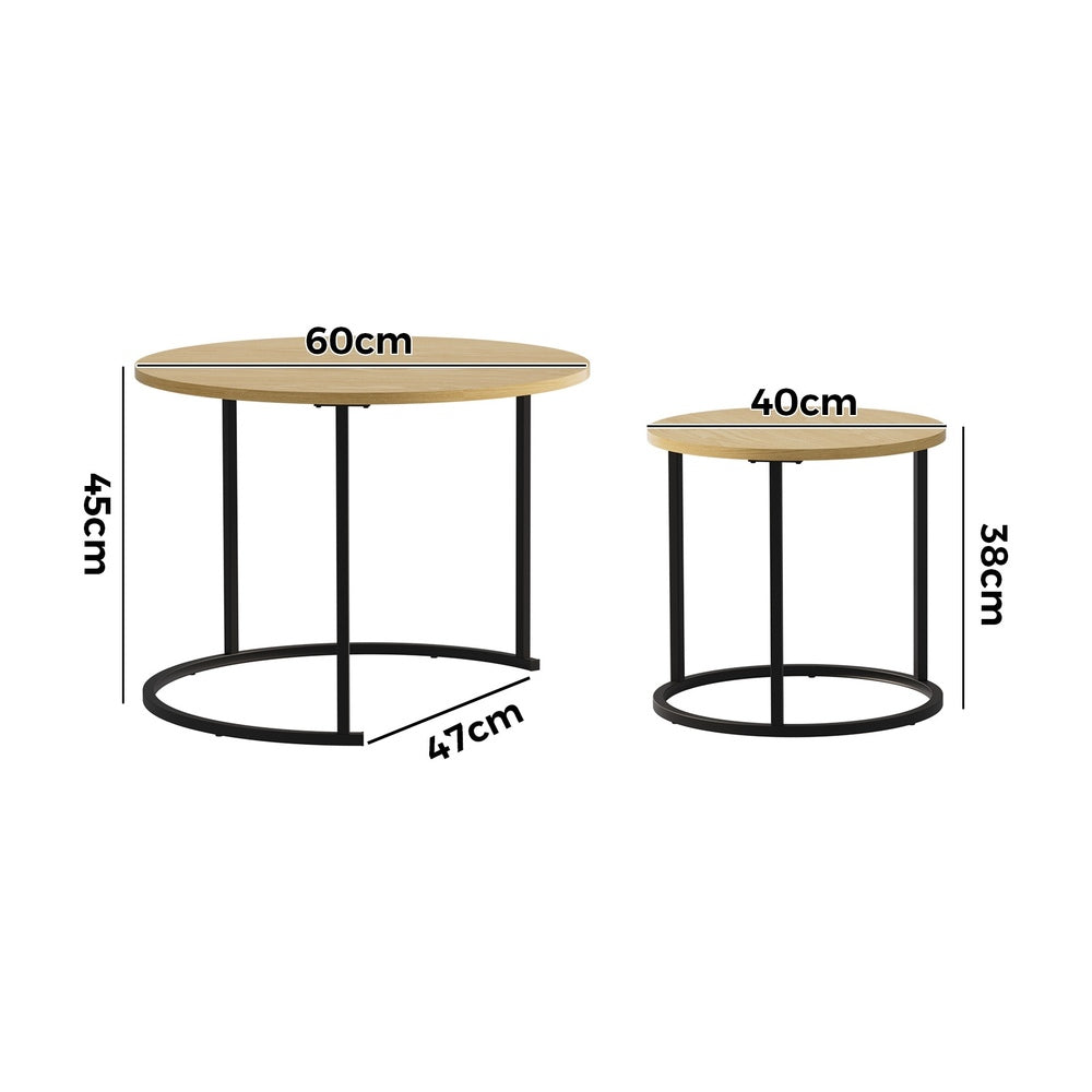 Natural coffee table 60x60x45cm, rear view