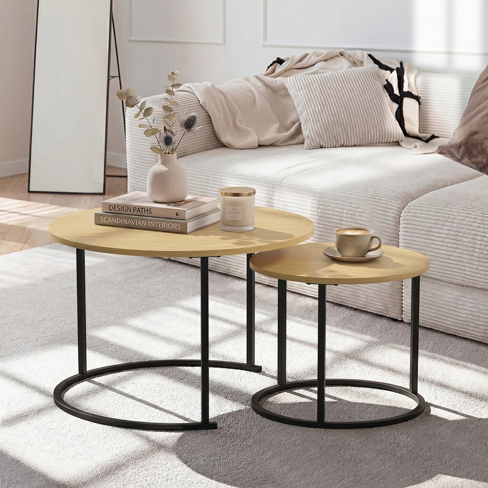 Natural coffee table 60x60x45cm, in room setting
