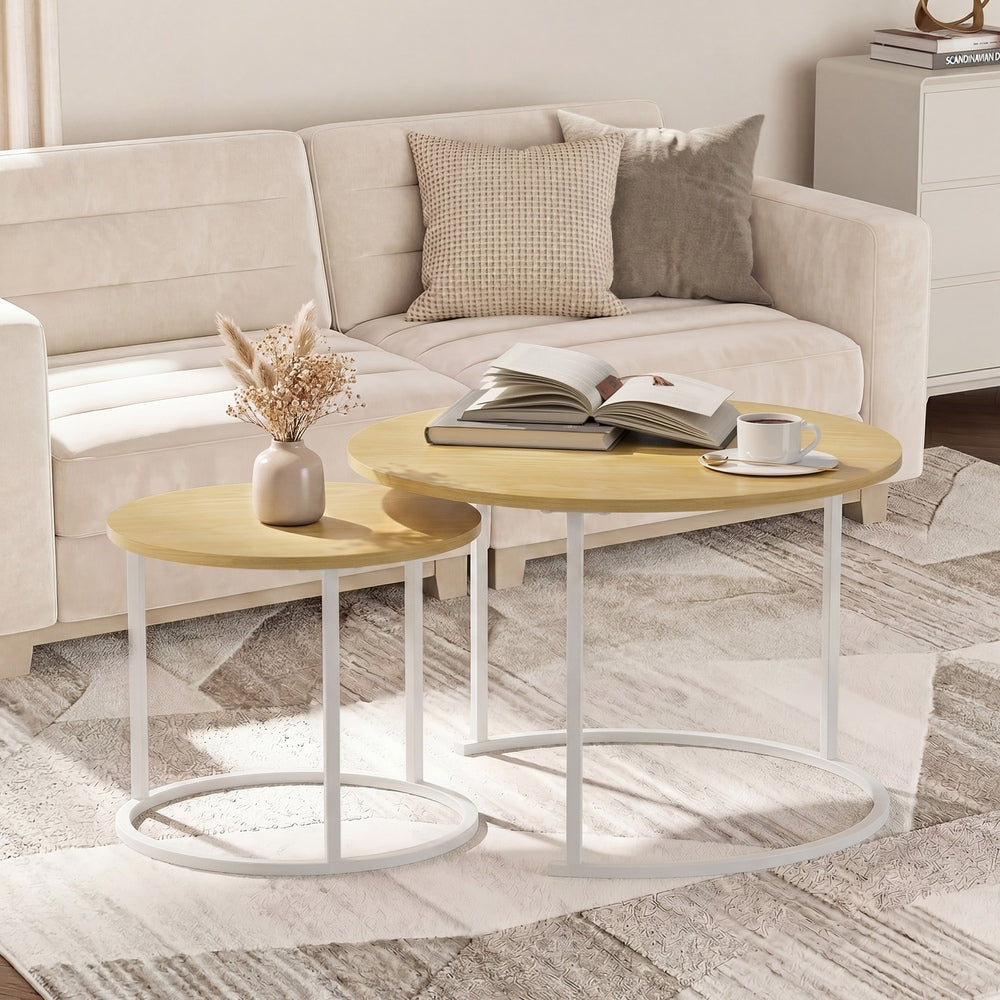 Round Nesting Coffee Table Set 60x60x45cm