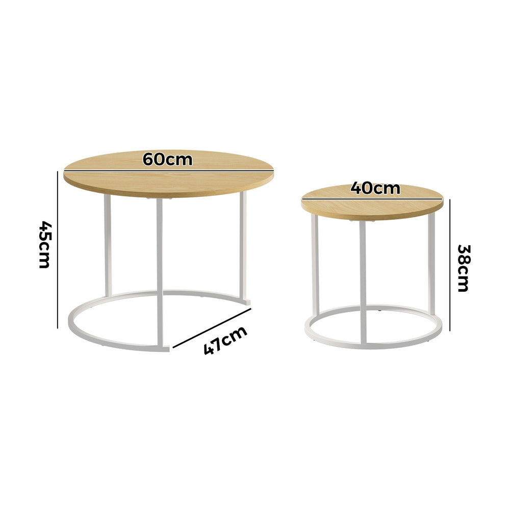 Round Nesting Coffee Table Set 60x60x45cm