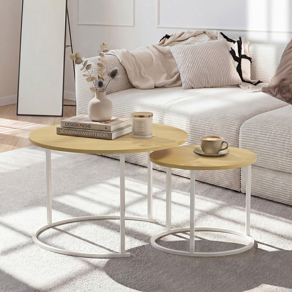 Round Nesting Coffee Table Set 60x60x45cm