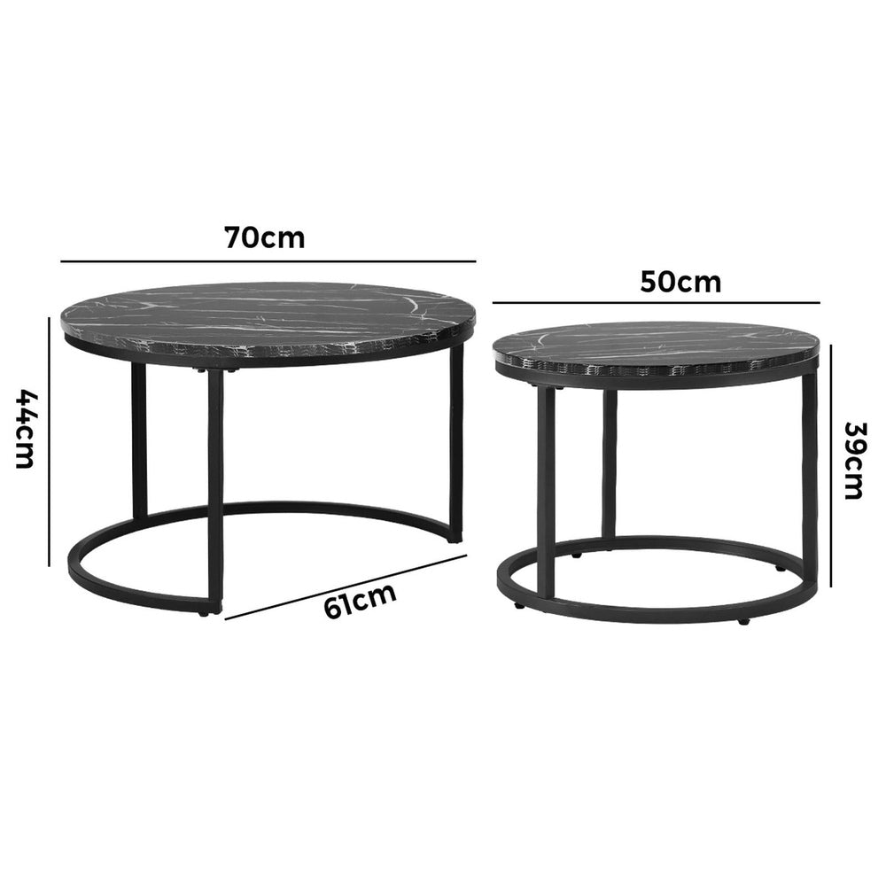Set of 2 Coffee Table Round Nesting Side End Table
