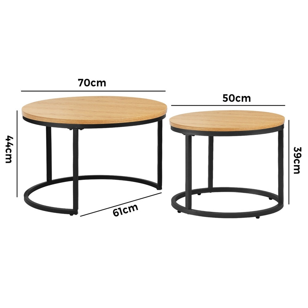 Set of 2 Coffee Table Round Nesting Side End Table
