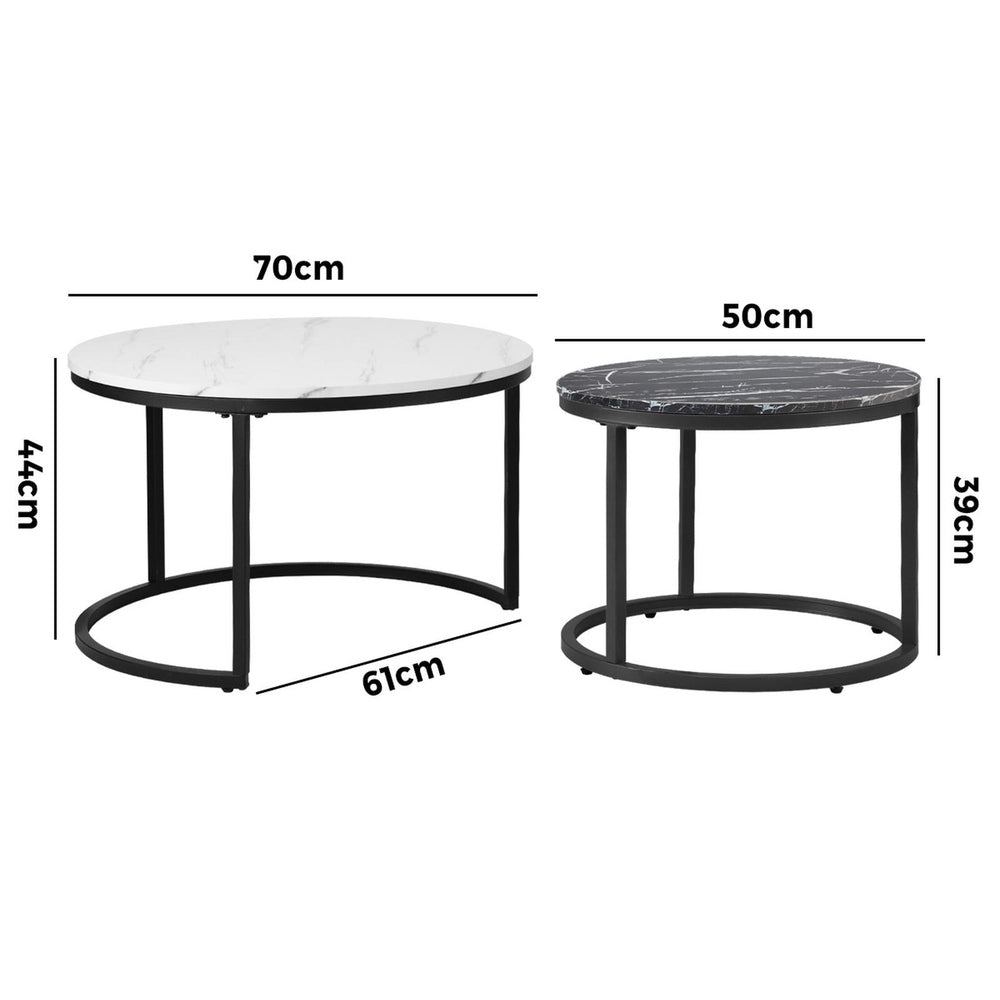 Set of 2 Coffee Table Round Nesting Side End Table
