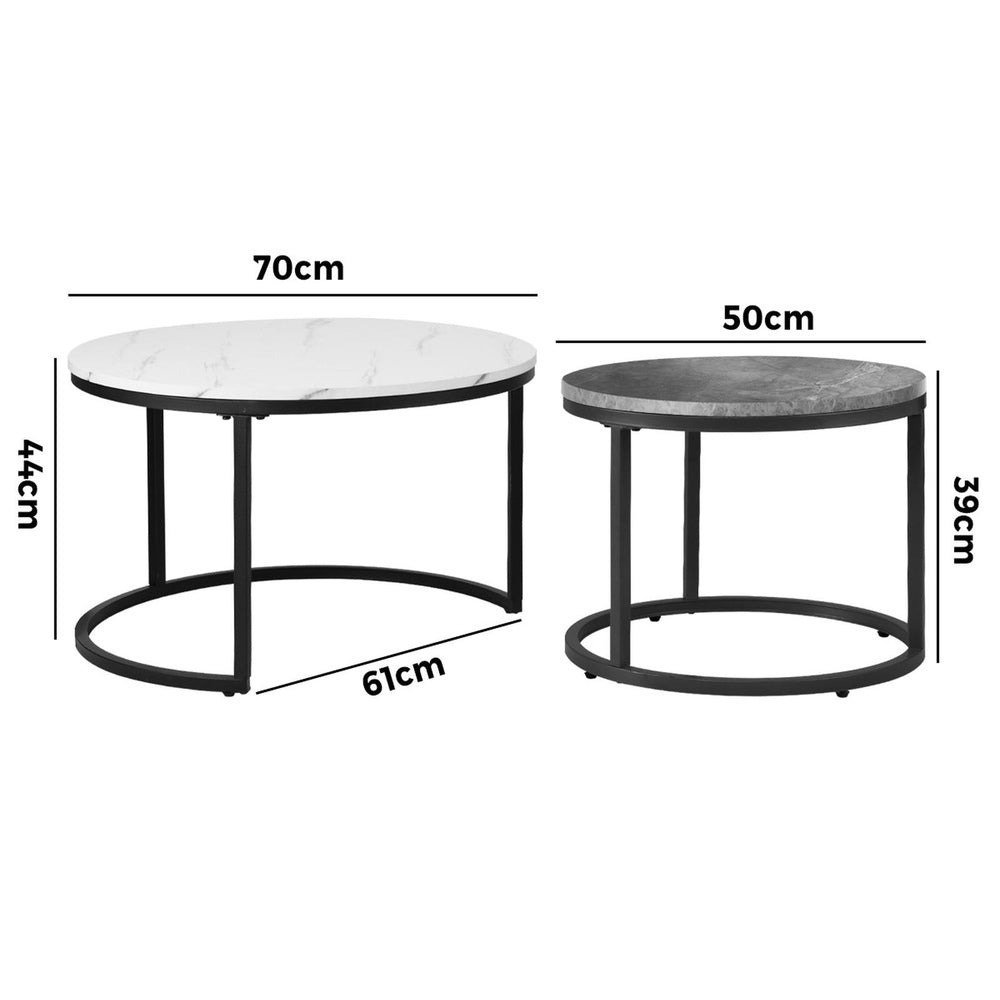 Set of 2 Coffee Table Round Nesting Side End Table