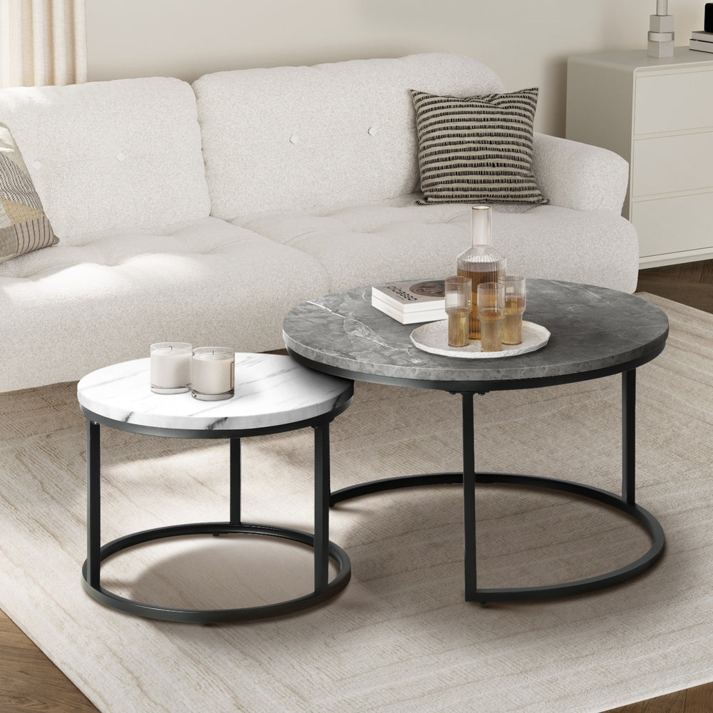 Nesting Coffee Table Round Marble