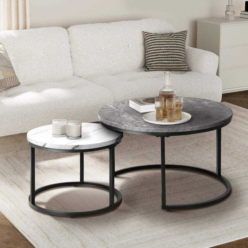Nesting Coffee Table Round Marble with Marble finish