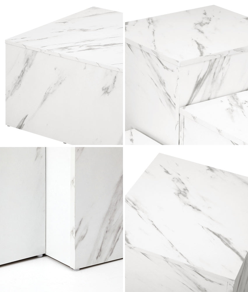 Coffee Table Set of 3 Side Tables Marble Effect White