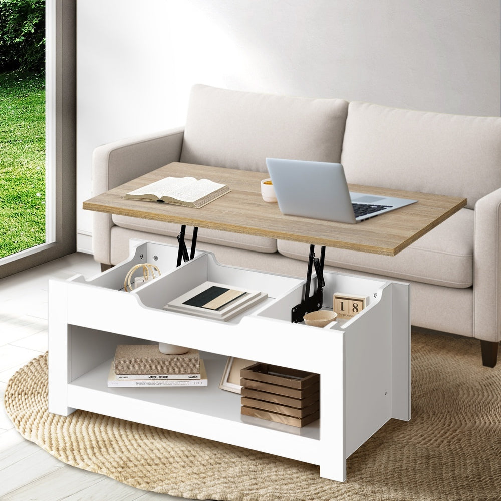 Contemporary Elegance of a Lift-Up Coffee Table with Display Shelf
