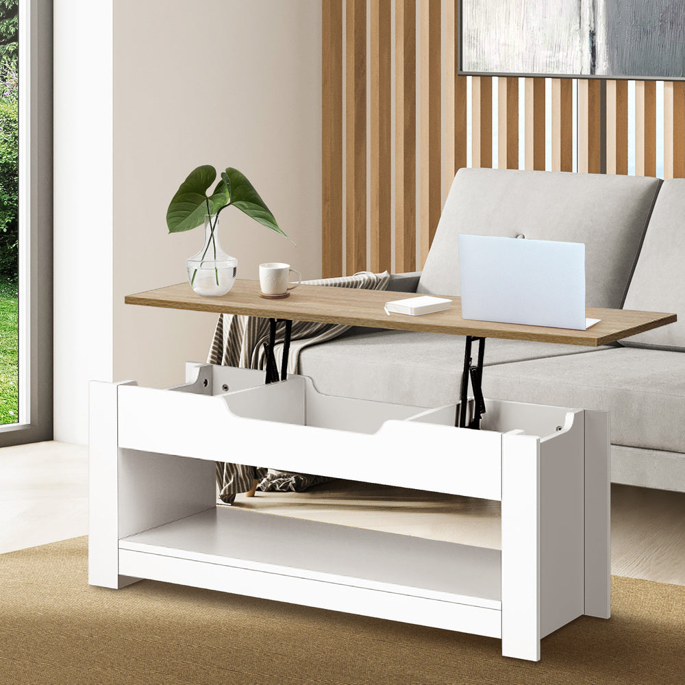 Contemporary Elegance of a Lift-Up Coffee Table with Display Shelf