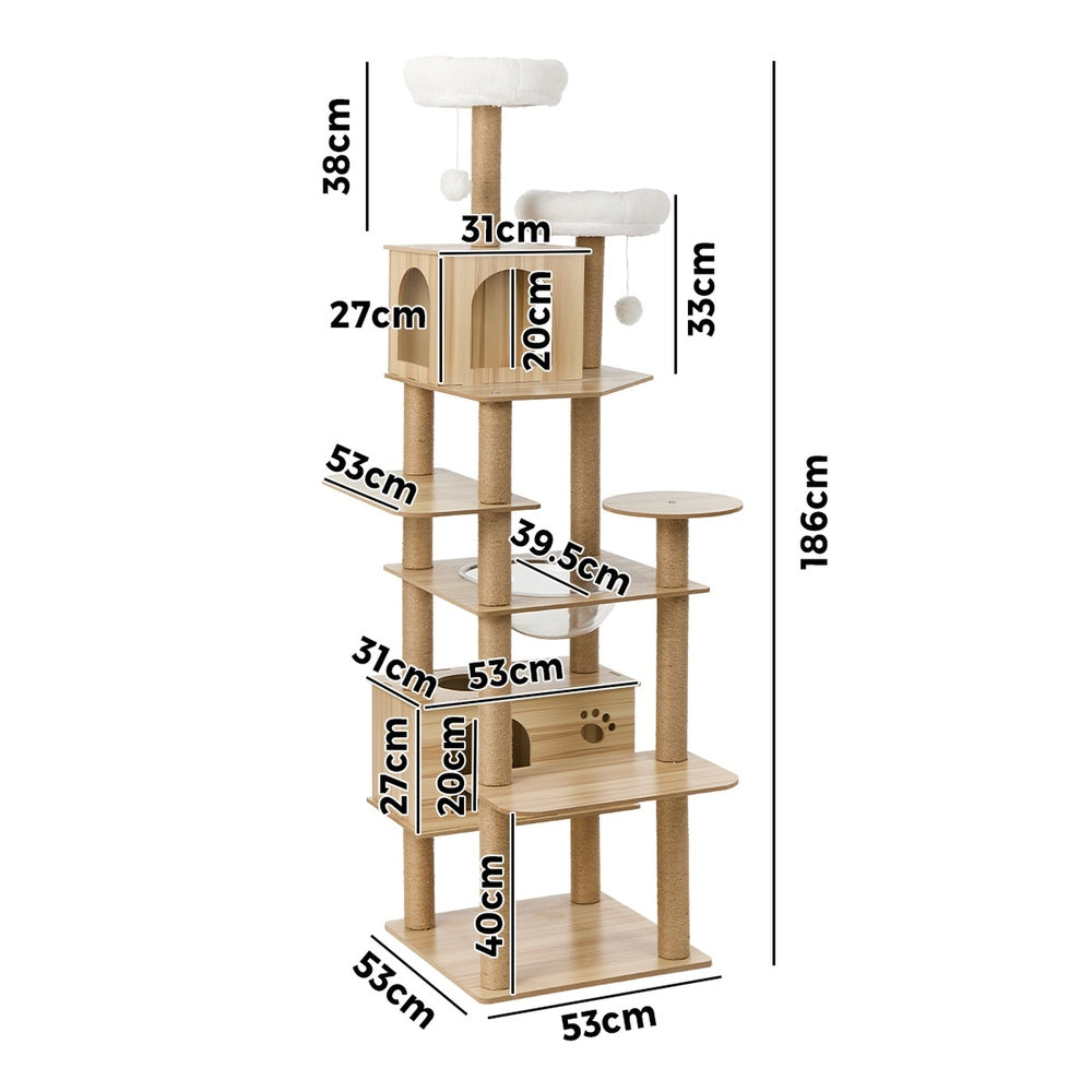 Cat Tree Tower Scratching Post Cats Condo House Bed Wood 186cm