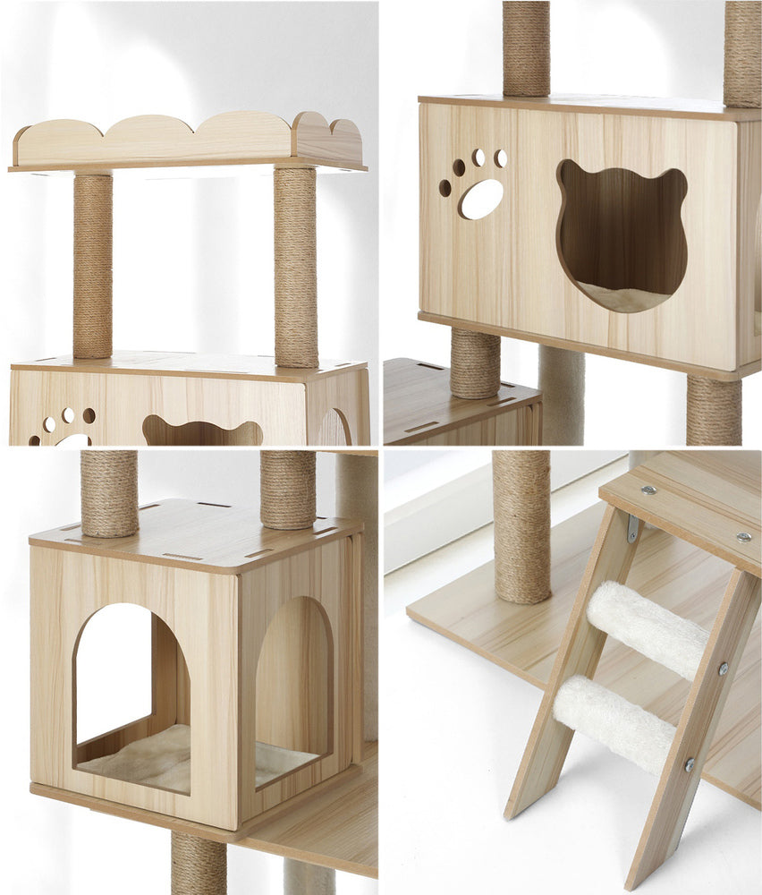 Cat Tree Tower Scratching Post Wood Condo 161cm