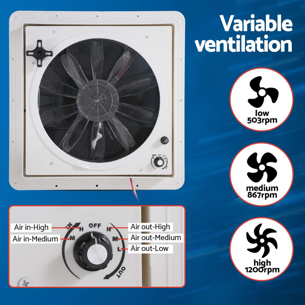 Caravan Air Vent Roof Hatch 12V Shower Fan Reversible Airlfow Rainy Use Camper