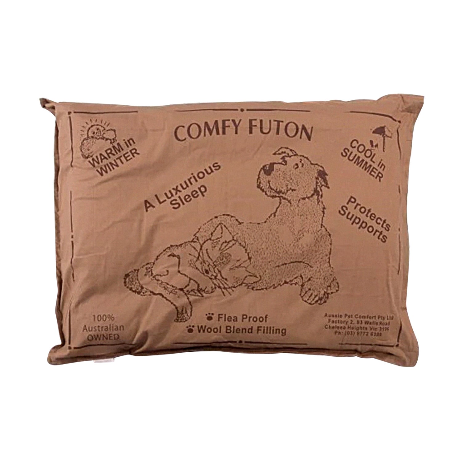 Comfy Pet Bed Brown Wool Blend 74x54cm