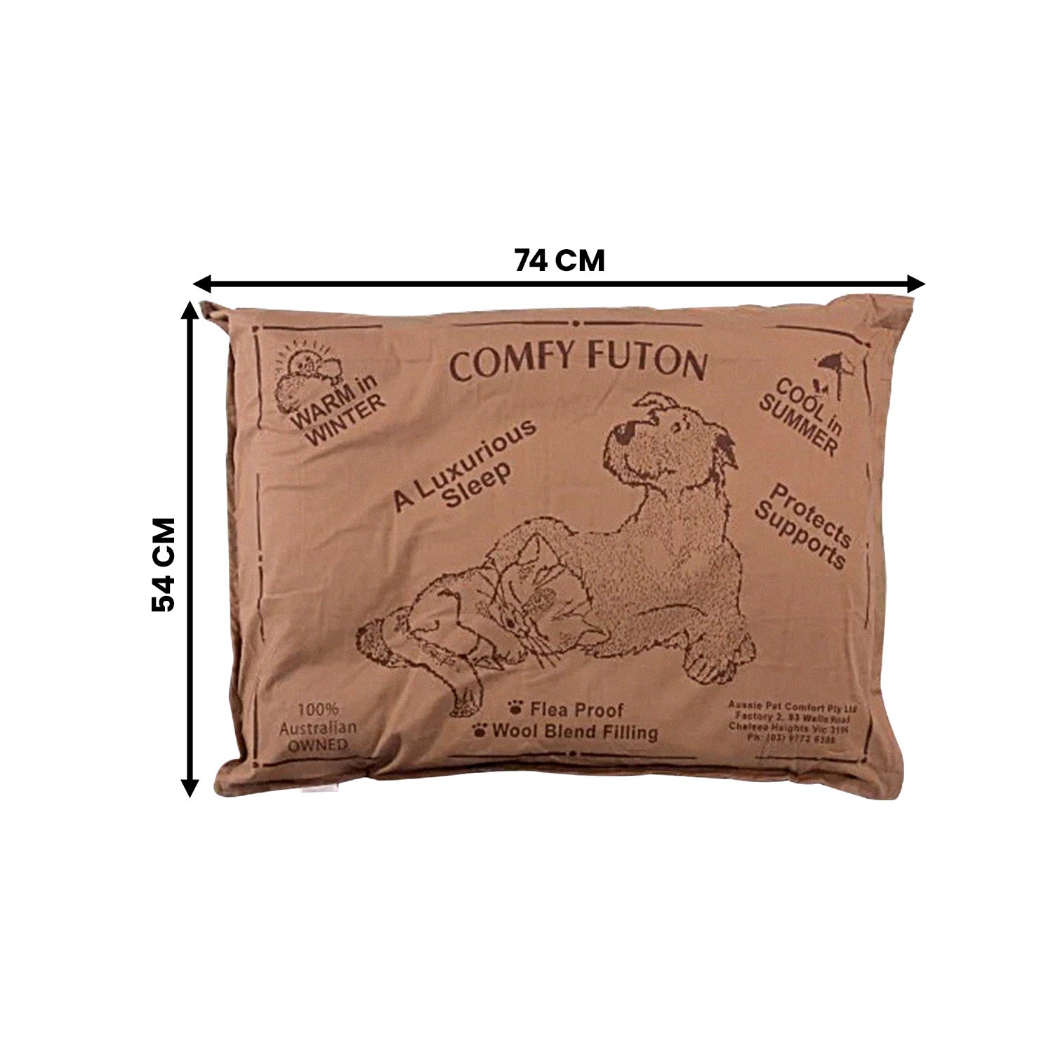 Comfy Pet Bed Brown Wool Blend 74x54cm