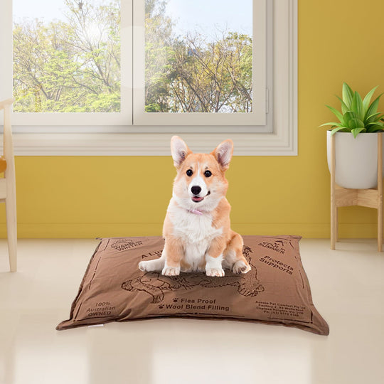 Comfy Pet Bed Brown Wool Blend 74x54cm