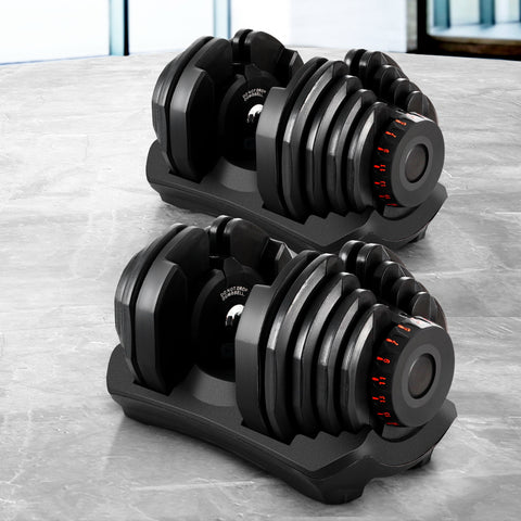 2x40KG Adjustable Dumbbell Set Rubber Weight Plates