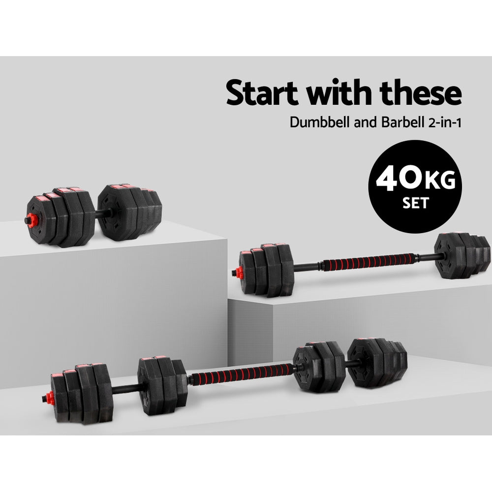 40KG 2-in-1 Dumbbell Barbell Set