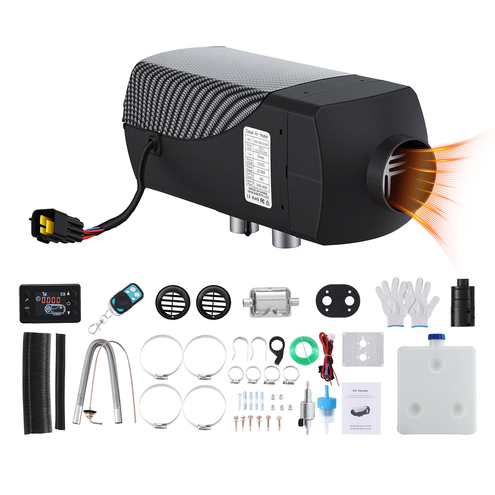 Diesel Air Heater 2KW 12V 24V LCD Remote Control | Simpledeals
