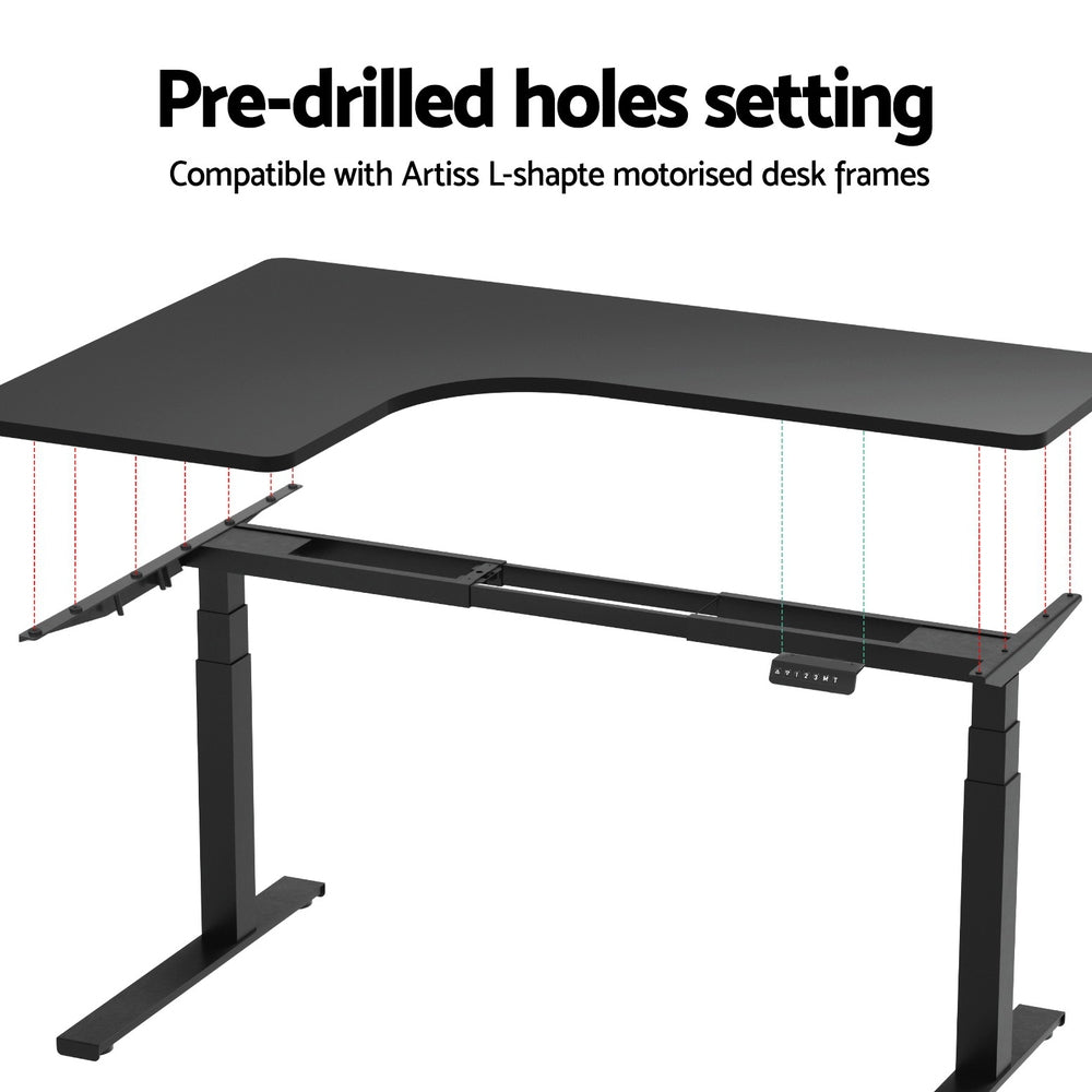 Black colour - Standing Desk Top L-shape Black 160CM