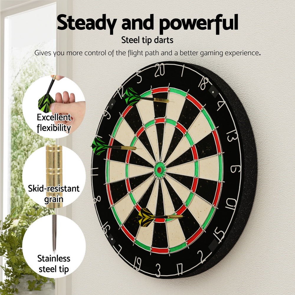 18" Dartboard Dart Board With Steel Darts Competition Party Game