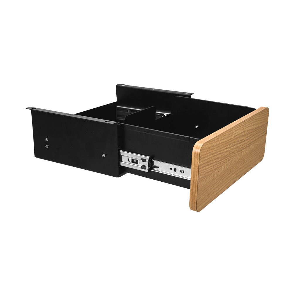 Under Desk Drawer with 2 Drawers Dividers Natural and Black
