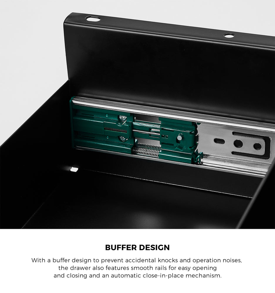 Under Desk Drawer with 2 Drawers Dividers Natural and Black