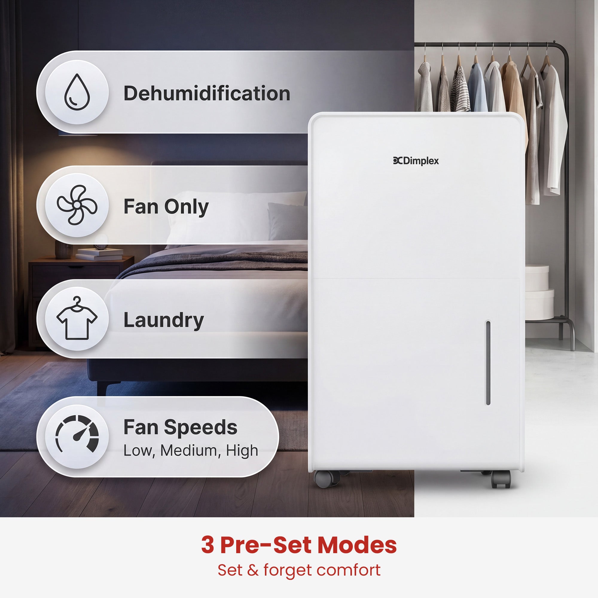 20L Portable Dehumidifier 4L Tank Timer | Simpledeals