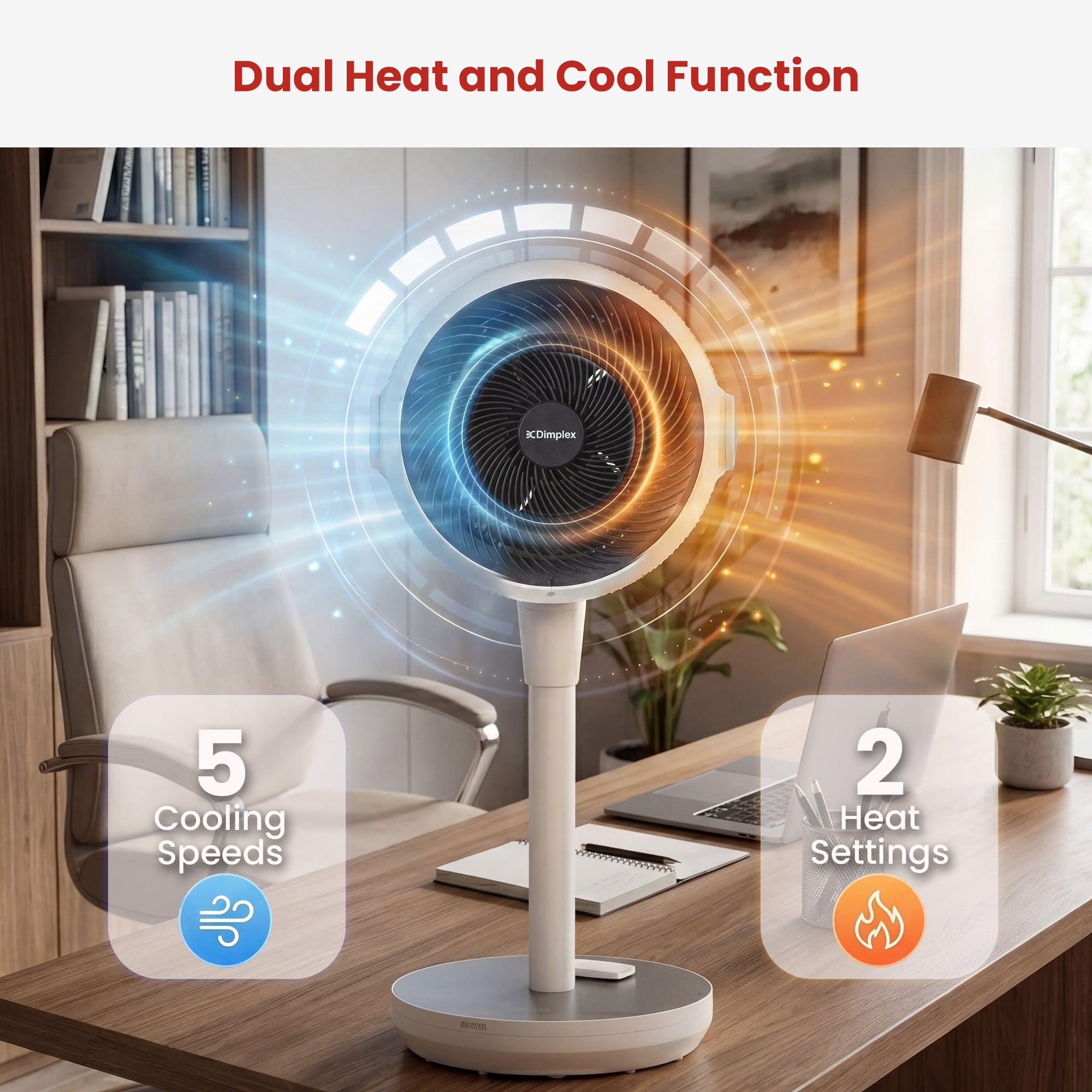 Heat Cool Pedestal Fan LED Display Timer | Simpledeals