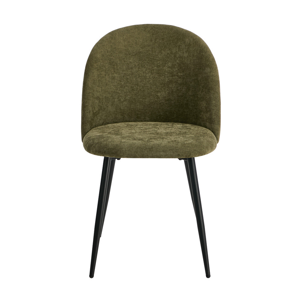 2x Dining Chairs Accent Chair Armchair Kitchen Linen Green