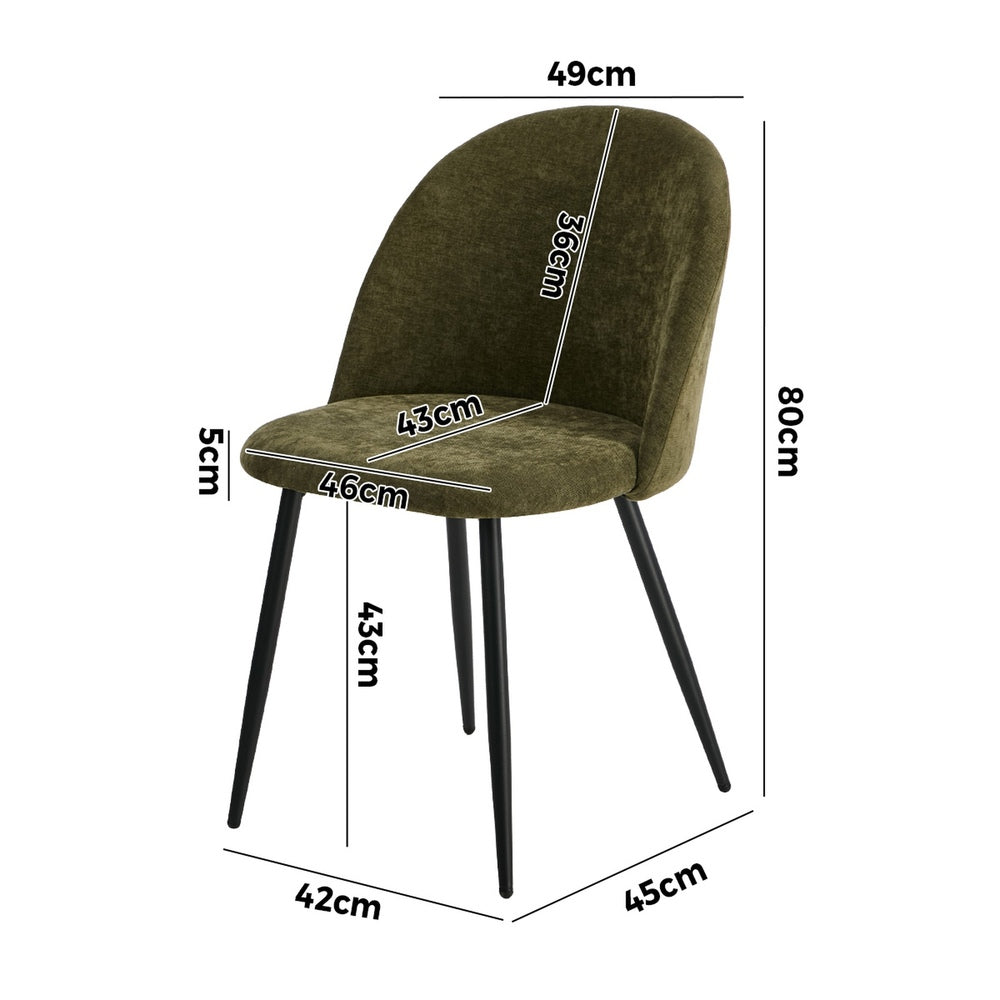 2x Dining Chairs Accent Chair Armchair Kitchen Linen Green