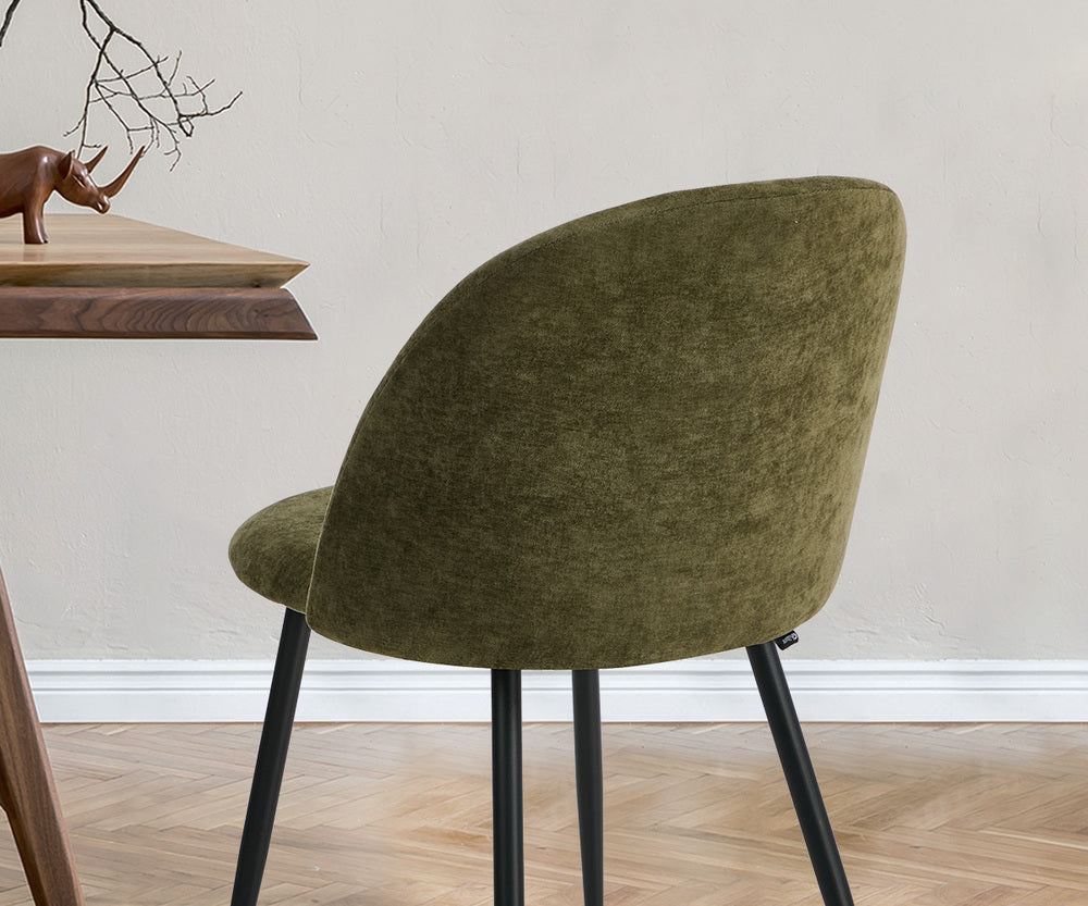 2x Dining Chairs Accent Chair Armchair Kitchen Linen Green