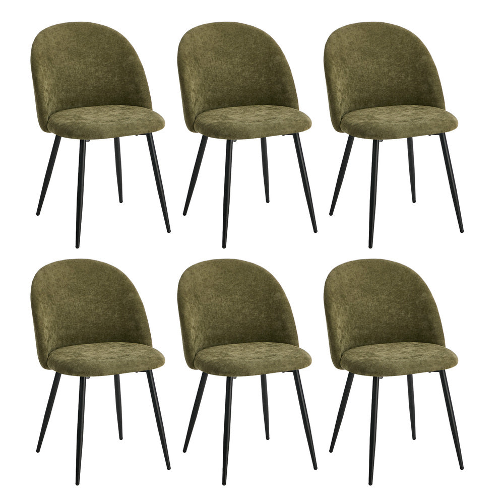 6x Dining Chairs Accent Armchair Upholstered Linen Green