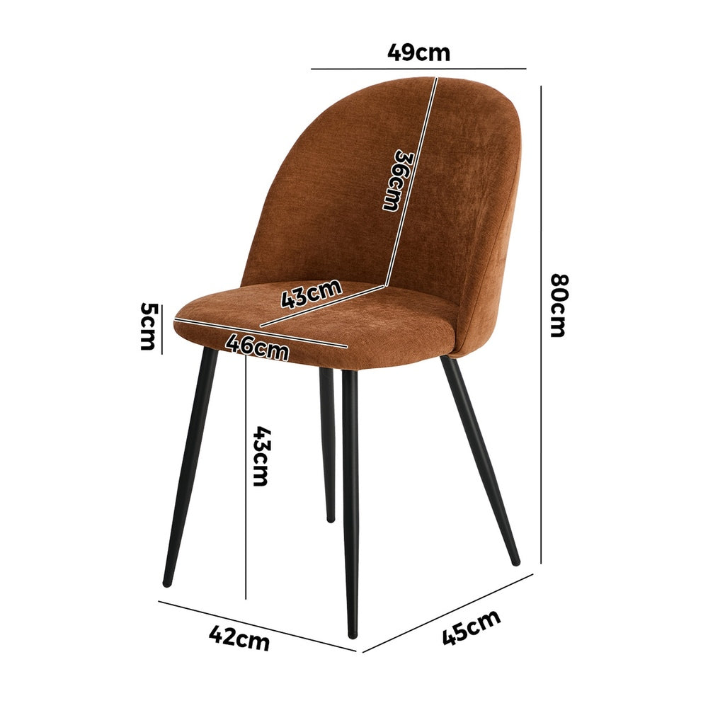 2x Dining Chairs Accent Chair Armchair Kitchen Linen Orange