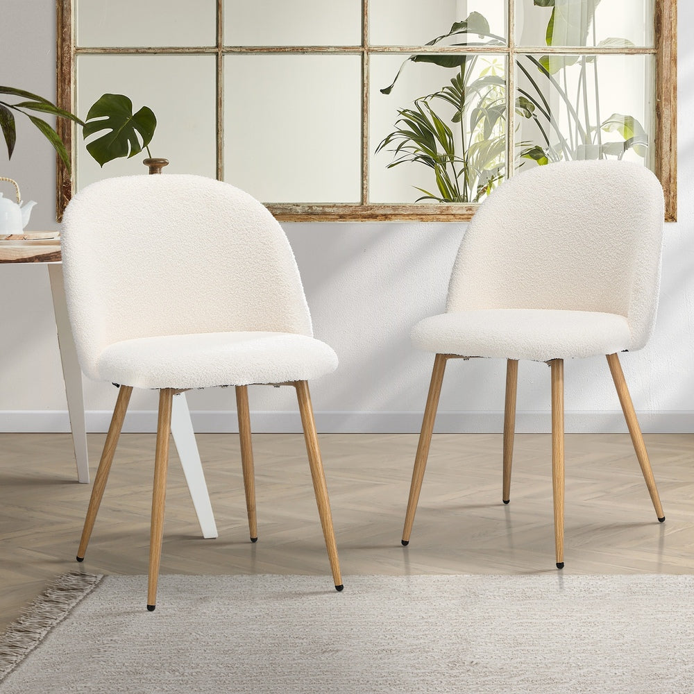 Dining Chairs Upholstered Sherpa Wooden White