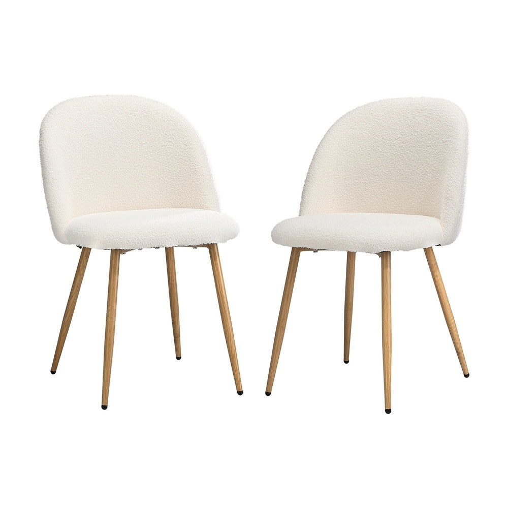 Dining Chairs Upholstered Sherpa Wooden White