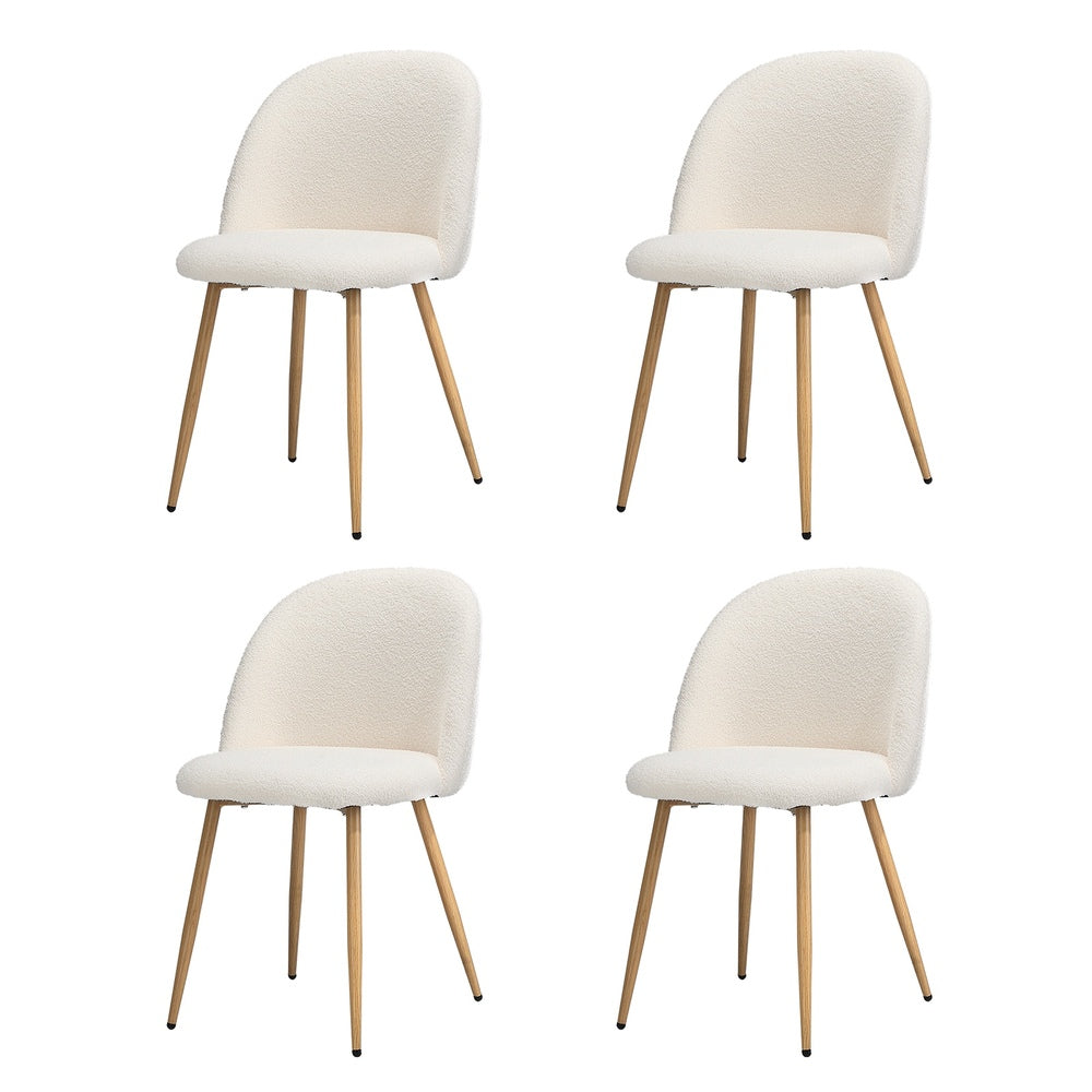 Dining Chairs Upholstered Sherpa Wooden White