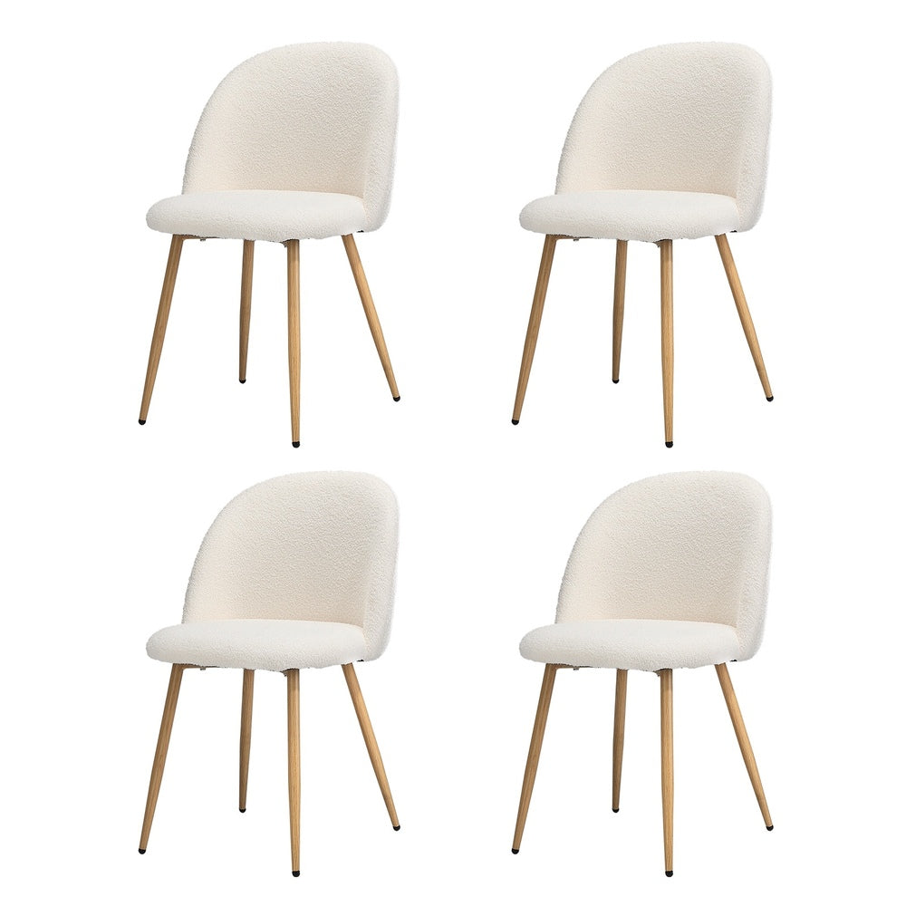 Dining Chairs Upholstered Sherpa Wooden White