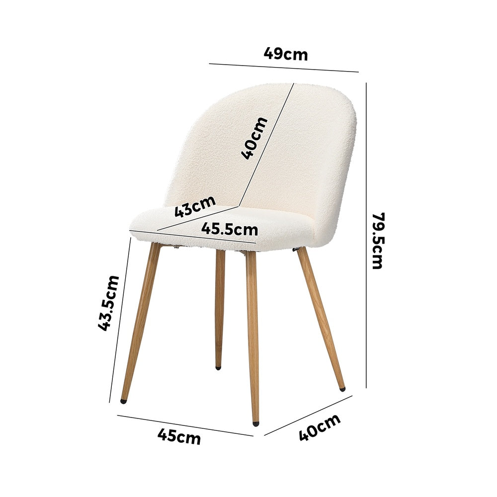 Dining Chairs Upholstered Sherpa Wooden White