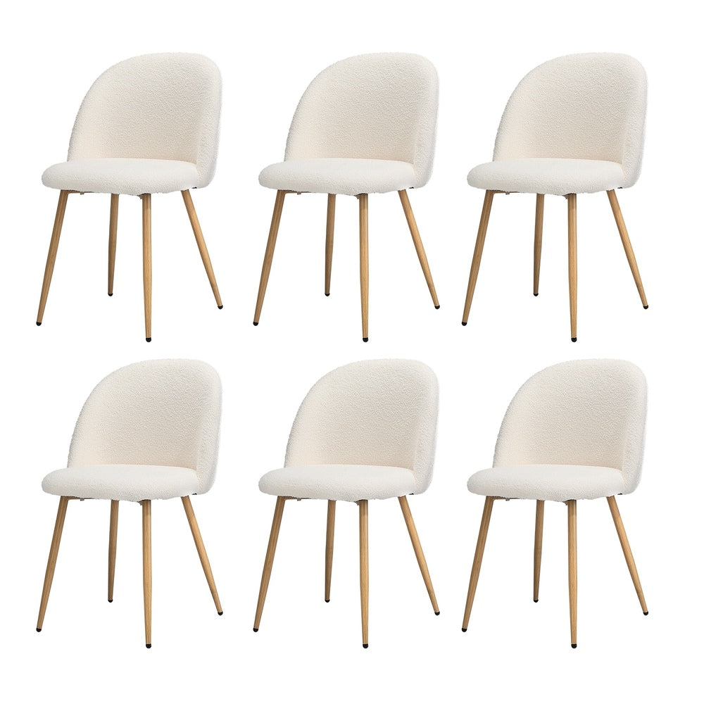 Dining Chairs Upholstered Sherpa Wooden White