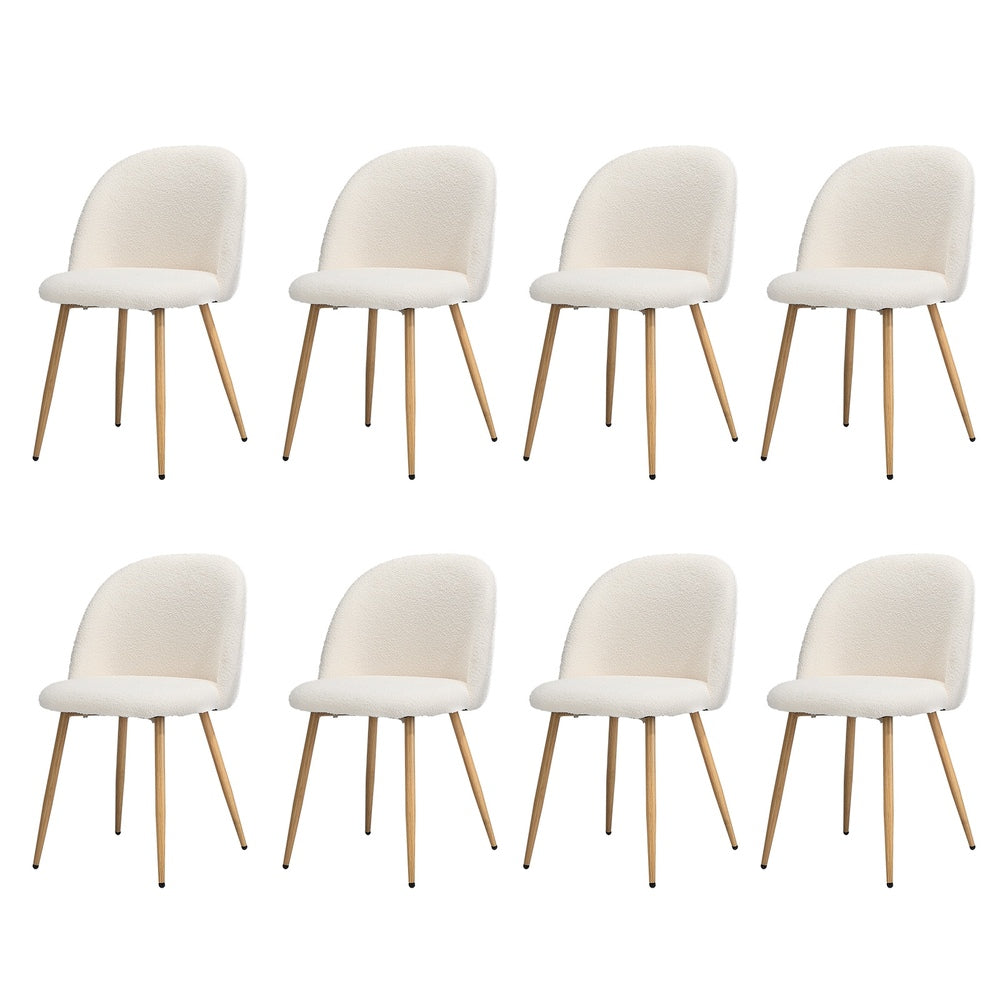 Dining Chairs Upholstered Sherpa Wooden White